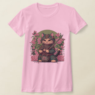 Camiseta Gato samurai lindo gato Ninja