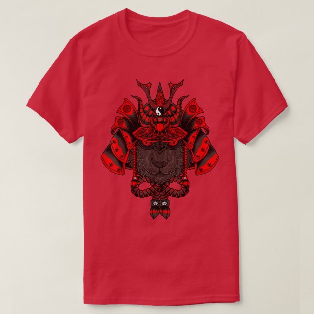 Camiseta gato samurai negro  (Diseño del anverso)