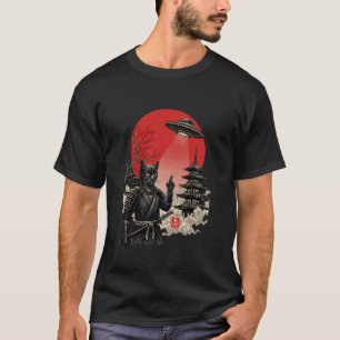 Camiseta Gato Samurái Ninja con Katana Anime Japonés Niños