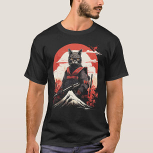 Camiseta Gato Samurái Ninja Guerrero Japón Antiguo Gatito