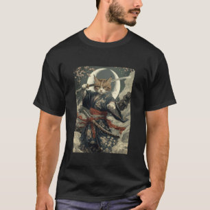 Camiseta Gato Samurái Ola Japonesa Kanagawa Gatos Divertido
