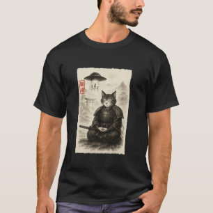Camiseta Gato Samurái Ovni Alien Divertida Invasión Meme Su