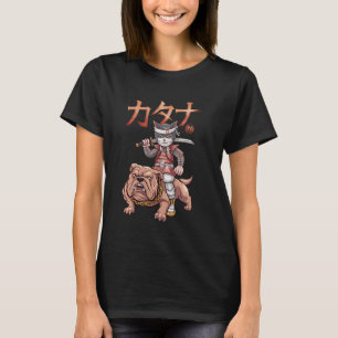 Camiseta Gato Samurái Perro Arte Japonés Ukiyo-e Bulldog Gr