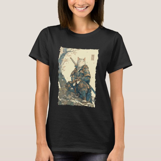 Camiseta Gato Samurái - Poder de Katana Guerrero de Japón 1 (Anverso)