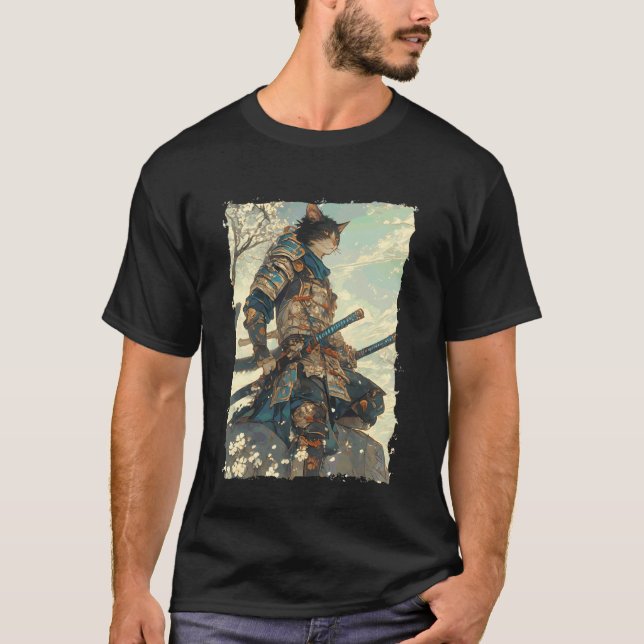 Camiseta Gato Samurái - Poder de Katana Guerrero de Japón 2 (Anverso)