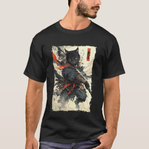 Camiseta Gato Samurái - Poder del Guerrero Japonés Katana 1