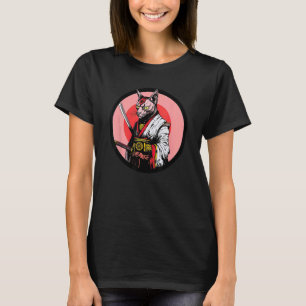 Camiseta Gato Samurái Sphynx Guerrero Divertido Mascota