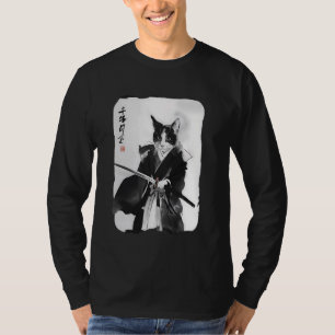 Camiseta Gato samurai vintage japonés arte guerrero Ukiyo-e