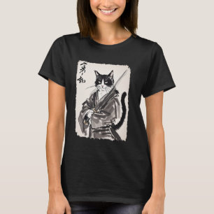 Camiseta Gato samurai vintage japonés guerrero de arte Ukiy