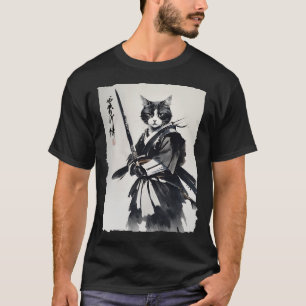 Camiseta Gato samurai vintage Ukiyo-e Warrior Art Graphic C