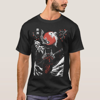 Camiseta Gato Samurái y pez koi