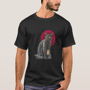 Camiseta Gato Sangre Ratón de Computadora Luna Rojo Hallowe