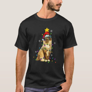 Camiseta Gato Santa Birman Gatito Luz de Navidad