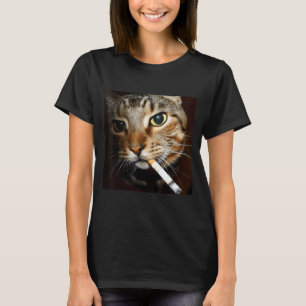 Camiseta Gato sarcástico divertido fumando Meme humor negro
