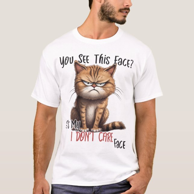 Camiseta Gato sarcástico gracioso y gruñón que no me import (Anverso)