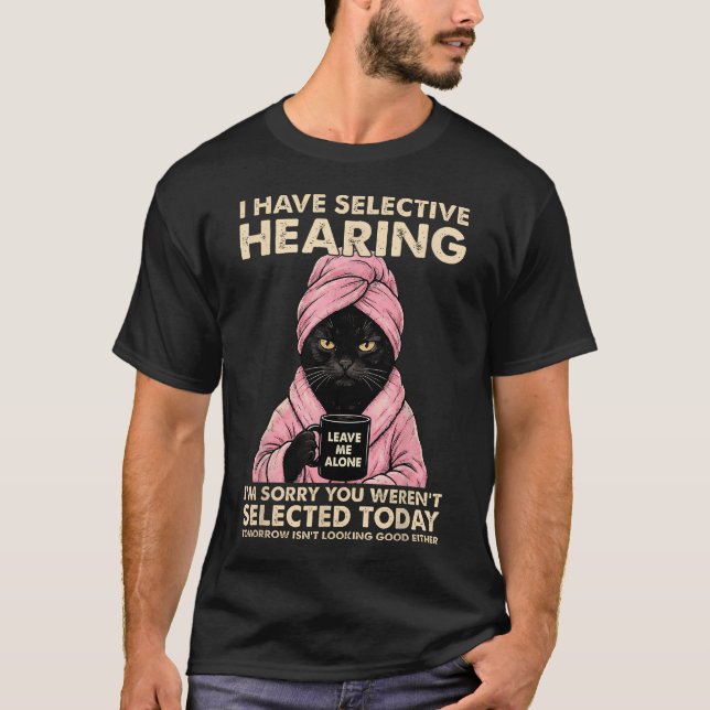 Camiseta Gato Sarcástico Oído Selectivo (Anverso)