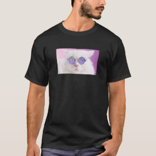 Camiseta Gato Sassy Fino Con Gafas Redondas Viviendo Th