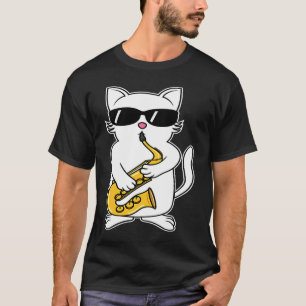 Camiseta Gato Saxofón Jazz Instrumental Cats