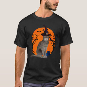 Camiseta Gato Scottish Fold Lindo Sombrero de Bruja de Hall