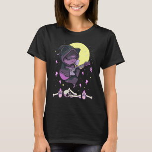 Camiseta Gato Segador Siniestro Pastel Tocando Guitarra
