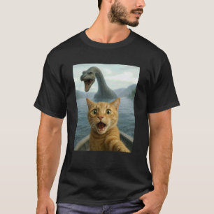 Camiseta Gato Selfie Asustado Perseguido Por Ness El Monstr