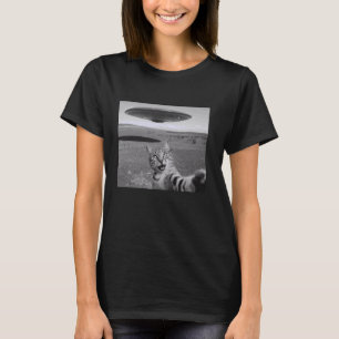 Camiseta Gato Selfie Con OVNI Gato Divertido