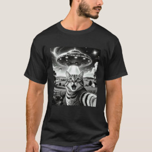 Camiseta Gato Selfie con Ovnis Alienígenas Gatos Divertidos