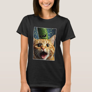 Camiseta Gato Selfie con Pepino Gráfico Divertido Dueño de