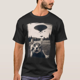 Camiseta Gato Selfie Invasión Alien Meme Divertido Gatito L