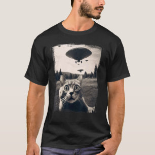 Camiseta Gato Selfie Invasión Alien Meme Divertido Gatito L