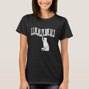 Camiseta Gato Señalando En Piano Gato Tocando Piano Mascota