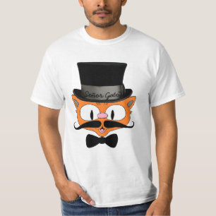 Camiseta Gato Señor™ Gato Bigote con Sombrero de Copa