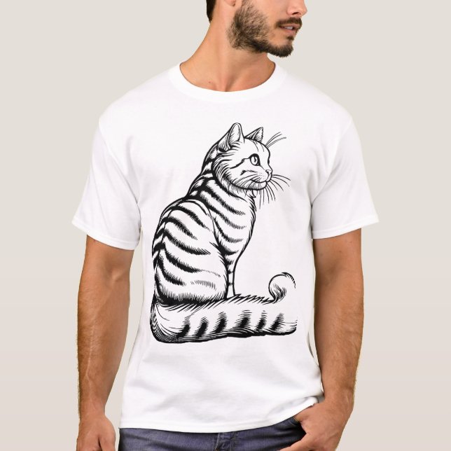 Camiseta gato sentado (Anverso)