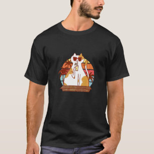Camiseta Gato Sentado Con Bebida Fría En La Playa Verano