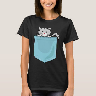 Camiseta gato sentado dentro de un bolsillo Tabbies Stripes