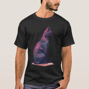 Camiseta Gato Sentado Geométrico Low-Poly Moderno