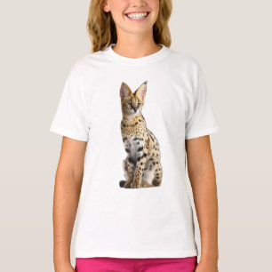 Camiseta Gato Serval Africano Salvaje Retrato para Niños