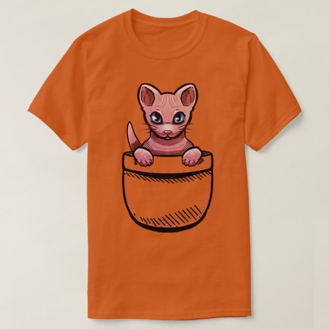Camiseta Gato Sfinx de corte de bolsillo (Diseño del anverso)
