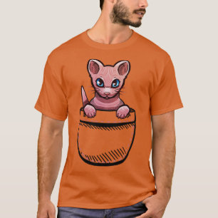 Camiseta Gato Sfinx de corte de bolsillo