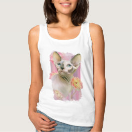 Camiseta Gato Sfinx en flores.