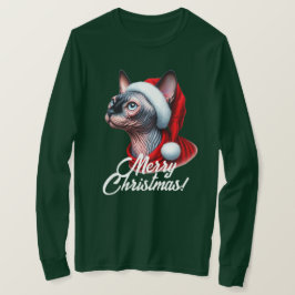Camiseta Gato Sfinx en Navidades de Santa Hat