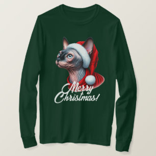 Camiseta Gato Sfinx en Navidades de Santa Hat