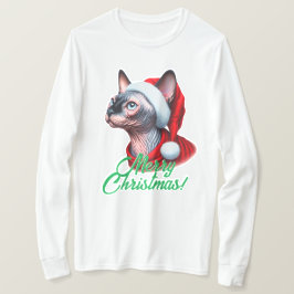 Camiseta Gato Sfinx en Navidades de Santa Hat