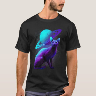 Camiseta Gato Sfinx Espacial Con Planeta Astronauta Saturno