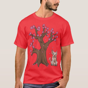 Camiseta Gato Sfinx japonés de gatos mamá cerezo flor