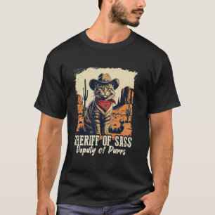 Camiseta Gato Sheriff Retro Divertido Meme Vaquero Antiguo