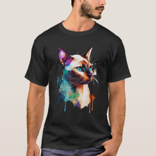 Camiseta Gato siamés acuarela Gatos gatitos siameses colori