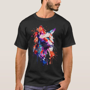 Camiseta Gato siamés acuarela Gatos siameses coloridos