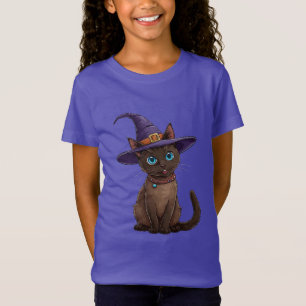 Camiseta Gato siamés adorable con sombrero de bruja