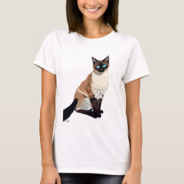 Camiseta Gato siamés arte eléctrico de ojos azules amante
